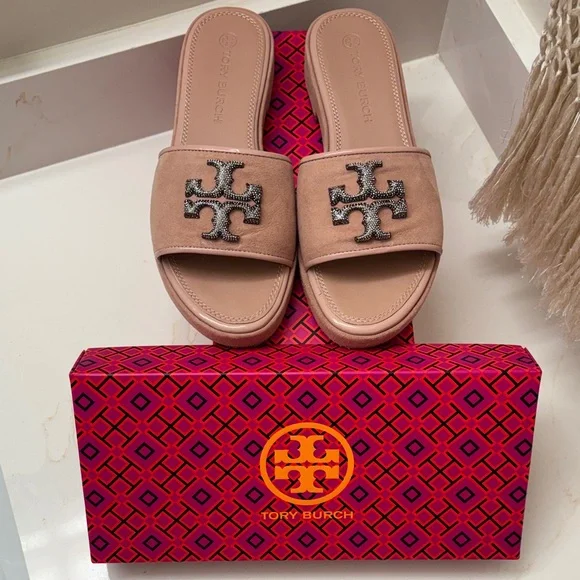 Tory Burch Eleanor Crystal slide blush color size 8 - Picture 1 of 9